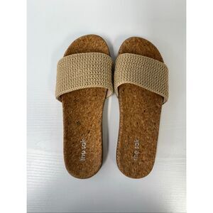The SAK Mendocino Slide Crochet Slip On Sandals Summer Open Toe Shoe Tan 8